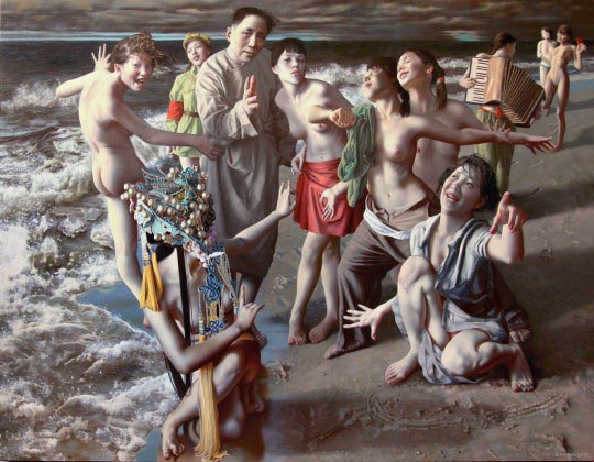 Lui Liu, Public vs Republic, 2010, oil on canvas, 140cm x 180cm 