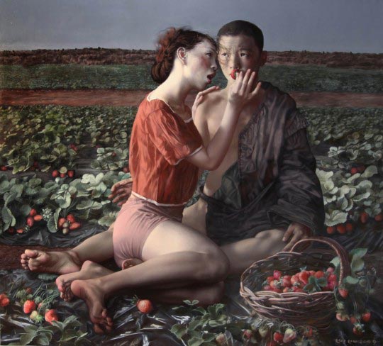 Lui Liu, Strawberry Season, 2009, oil on board, 120cm x 130,5cm 