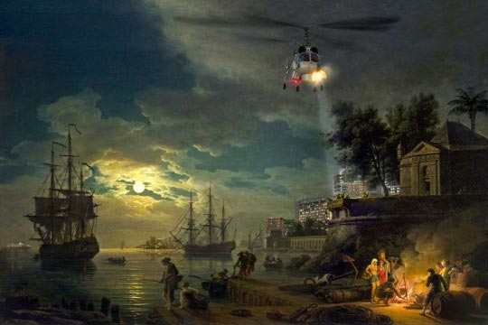 Philippe Morillon, Un port de mer au clair de lune, 1773 - 2011. 70 x 46 cm. édition de 10 