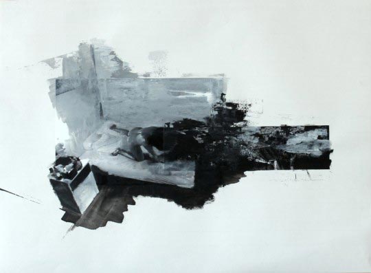Julien Spianti, Adah, 201, Oil and collages on paper, 65 x 50 cm