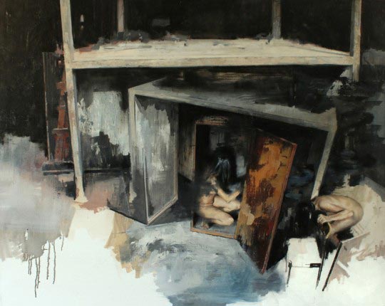 Julien Spianti, Adah et Zillah, 2010, Oil on canvas, 100 x 60 cm, Private Collection, Lille, France