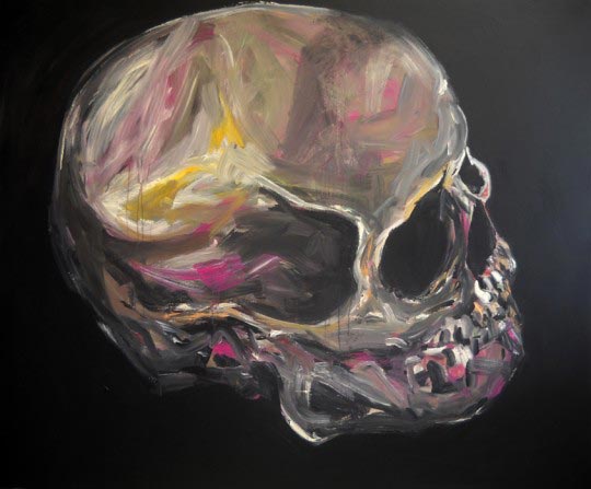 Fred Calmets, Moulticolorskull, Acrylique, 130 cm x 162 cm, 2010