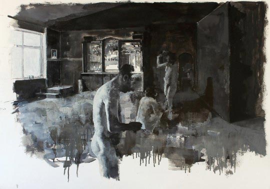 Julien Spianti, Loth in Zoara, 2011, Oil on paper, 100 x 70 cm, Private collection, London