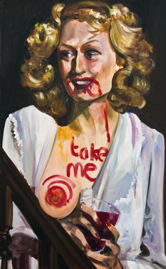 Dawn Mellor, Meryl Streep, 2010,  Oil on canvas, 121.92 x 76.2 cm 