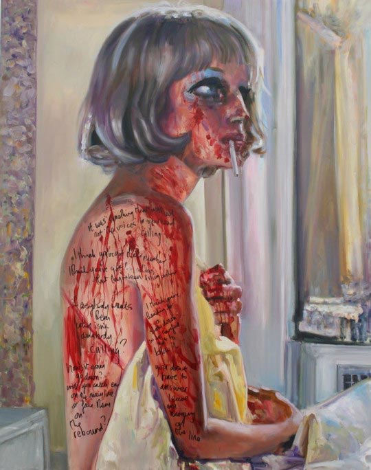 Dawn Mellor, Mia Farrow, 2010, Oil on canvas 