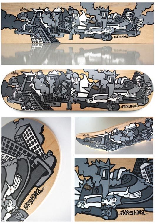 Nils Inne, Fukushima, skateboard custom 