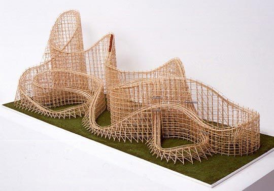 James Hopkins, Reclining Figure, 2006, Wooden roller coaster, 70 x 140 x 50 cm, Private collection