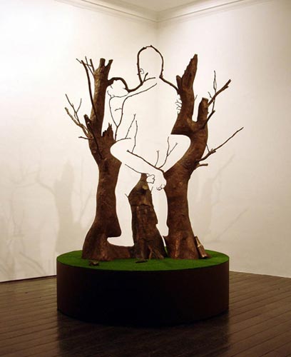 James Hopkins, Beauty Spot, 2007, Bronze and wood base, 225 x 150 x 150 cm, Installation view Max Wigram Gallery, London