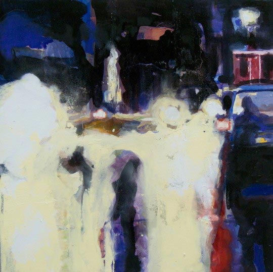 Marc Tanguy, Nuit, Rue, Huile sur toile. 70x70cm. 2007-2011