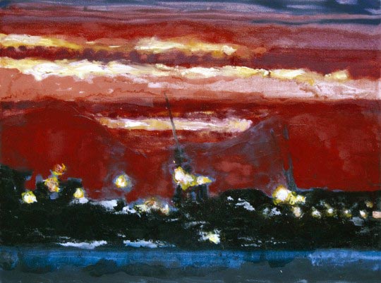 Marc Tanguy, Lagune Rouge, huile sur toile. 48x81cm. Collection particulière. 2009