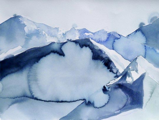 Marc Tanguy, Montagne, Après la Pluie. Aquarelle sur Arches. 38x50cm. 2012