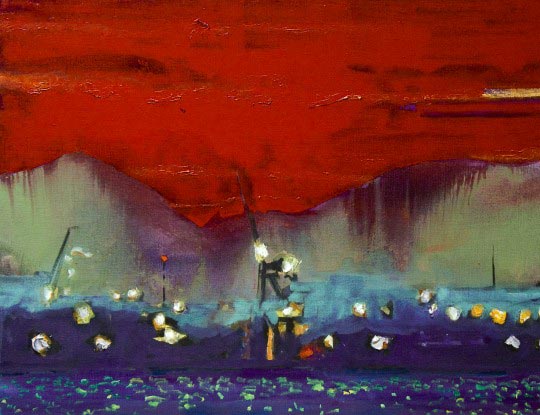 Marc Tanguy, Lagune Rouge 3, huile sur toile. 94x116cm. 2009