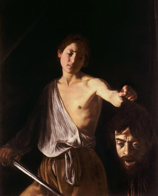 Caravaggio, David avec la tête de Goliath, huile sur toile, 1606-1607, 125x101 cm 