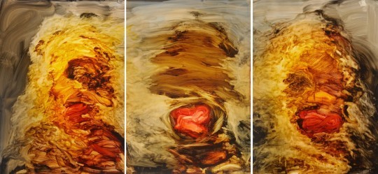 Van Mullem, Sans Titre (triptych), ink on board, 140x300cm, (each panel 140x100cm), 2012 ©