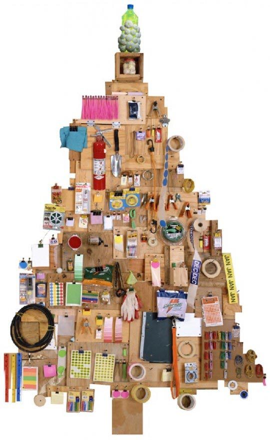 Phoebe Washburn, Wood Wall as Safari Vest as Tree, self-adhesive Christmas tree wall sticker