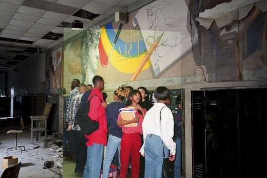 Detroit Urbex, The arts mural on floor 3, 1988