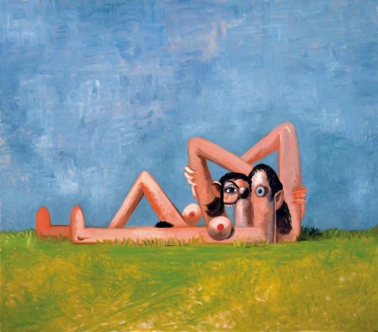 George Condo, Reclining woman in field