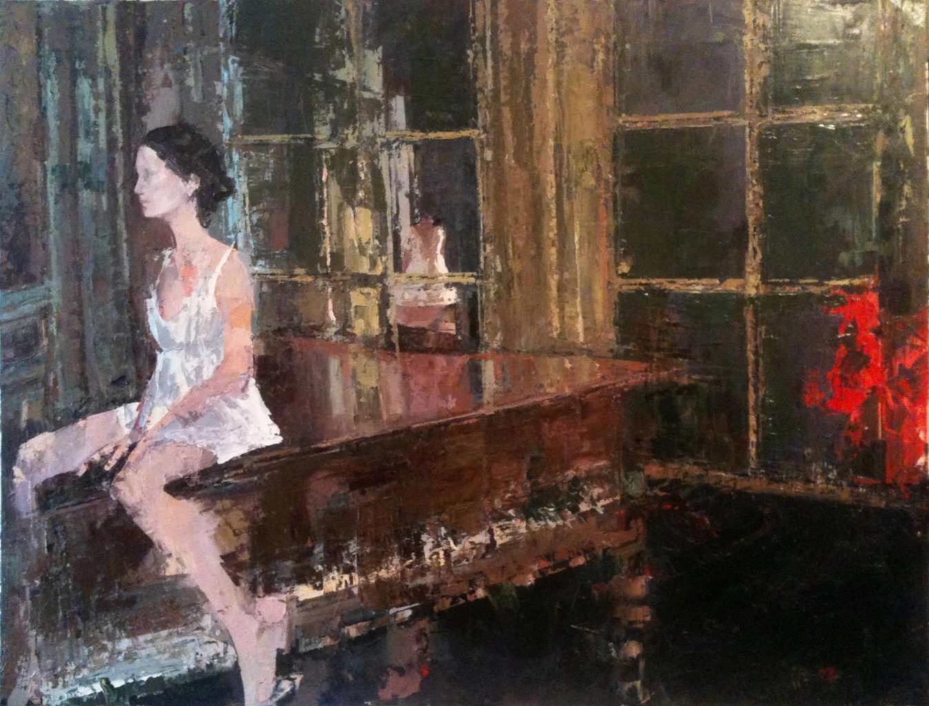 Nushka, Piano lessson, huile sur toile 89x116 cm, 2012 