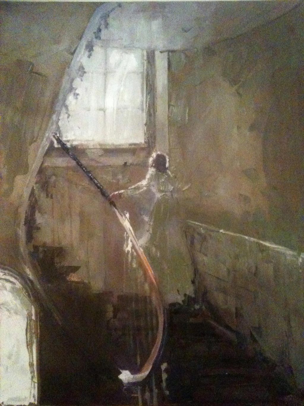 Nushka, Femme dans l'escalier, huile sur toile, 80x100 cm, 2012 