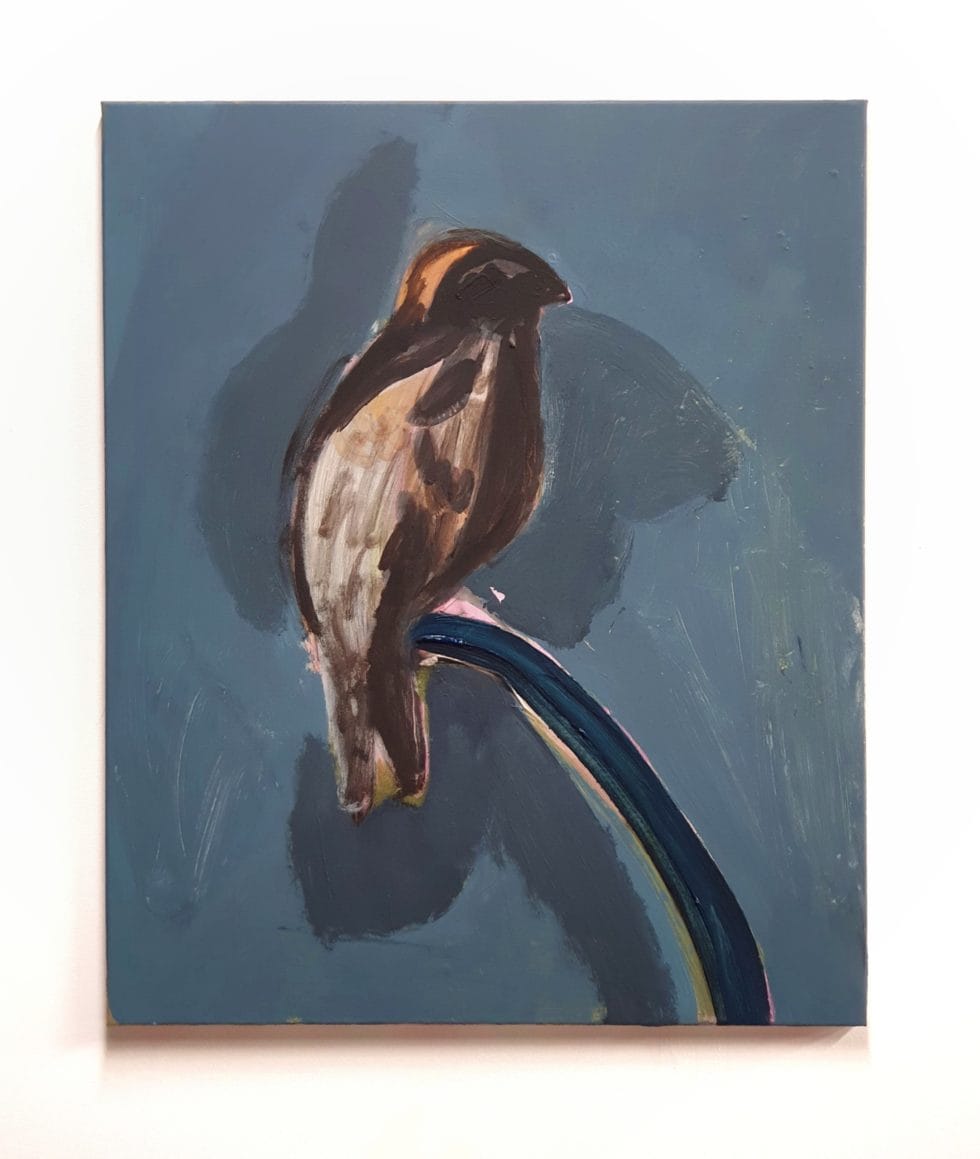 Lou Ros, Rice Bird, 2020, Acrylic and pastel on canvas, 54 x 65 cm