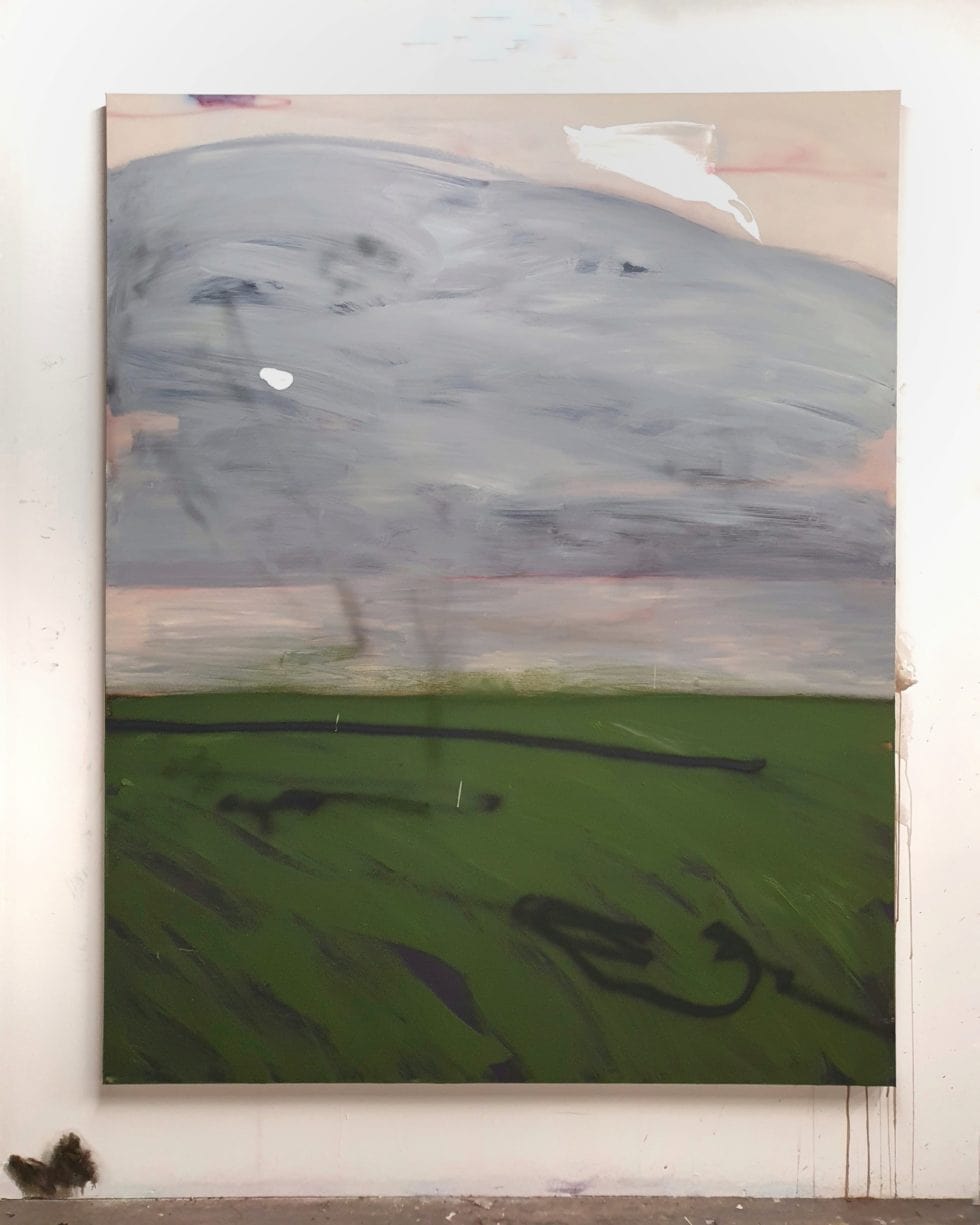 Lou Ros, Storm landscape, 2020, Acrylic pastel and spray on canvas, 200 x 160 cm