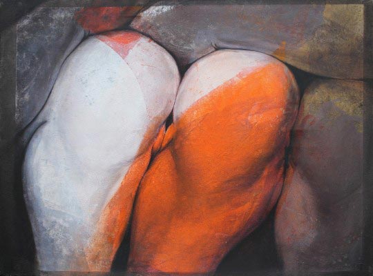 Etienne Gros, Les genoux oranges, acrylique sur toile, 130x97 cm ©