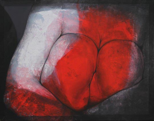 Etienne Gros, Genoux rouges, acrylique sur toile, 114x146 cm ©
