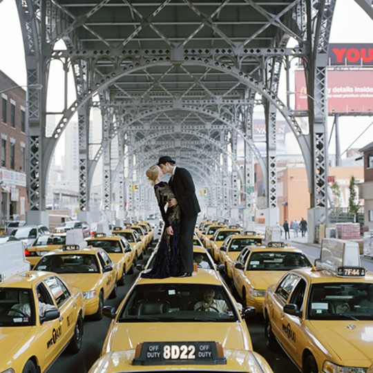 Rodney Smith, Edythe and Andrew Kissing on Top of Taxis