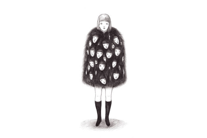 Virginia Mori, face in fur