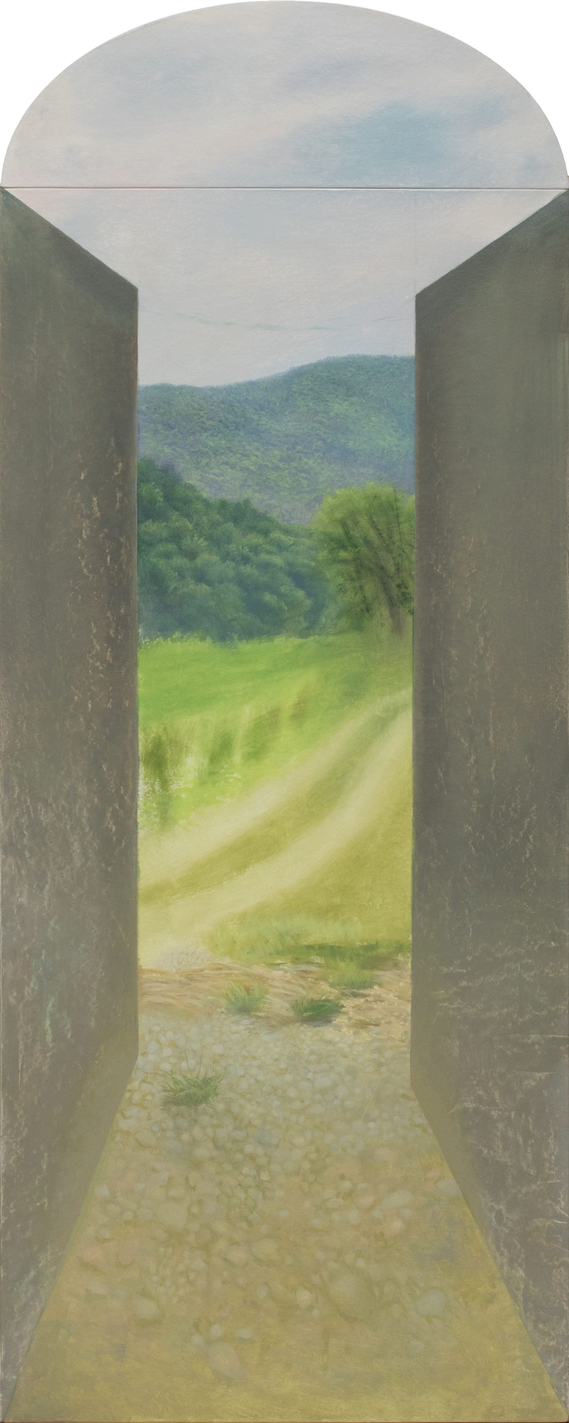 © Marion Bataillard, Vallée, 150x60 cm, huile sur bois, 2018-2019