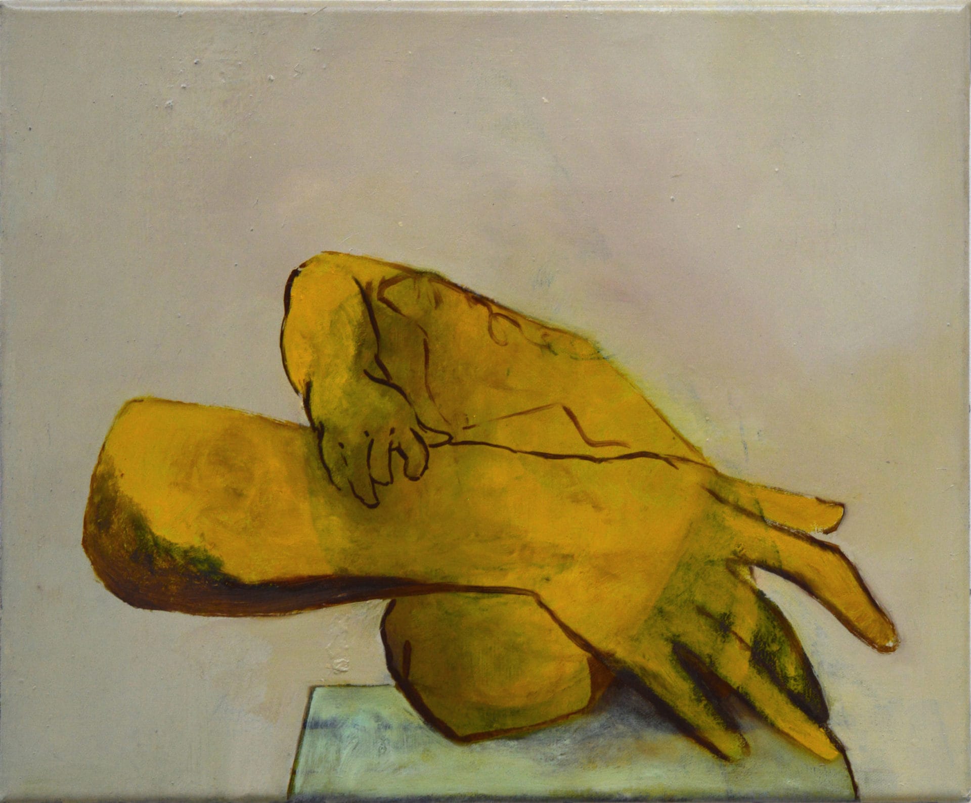 Benoît Blanchard, Deux mains, huile sur toile, 30 x 40 cm, 2019