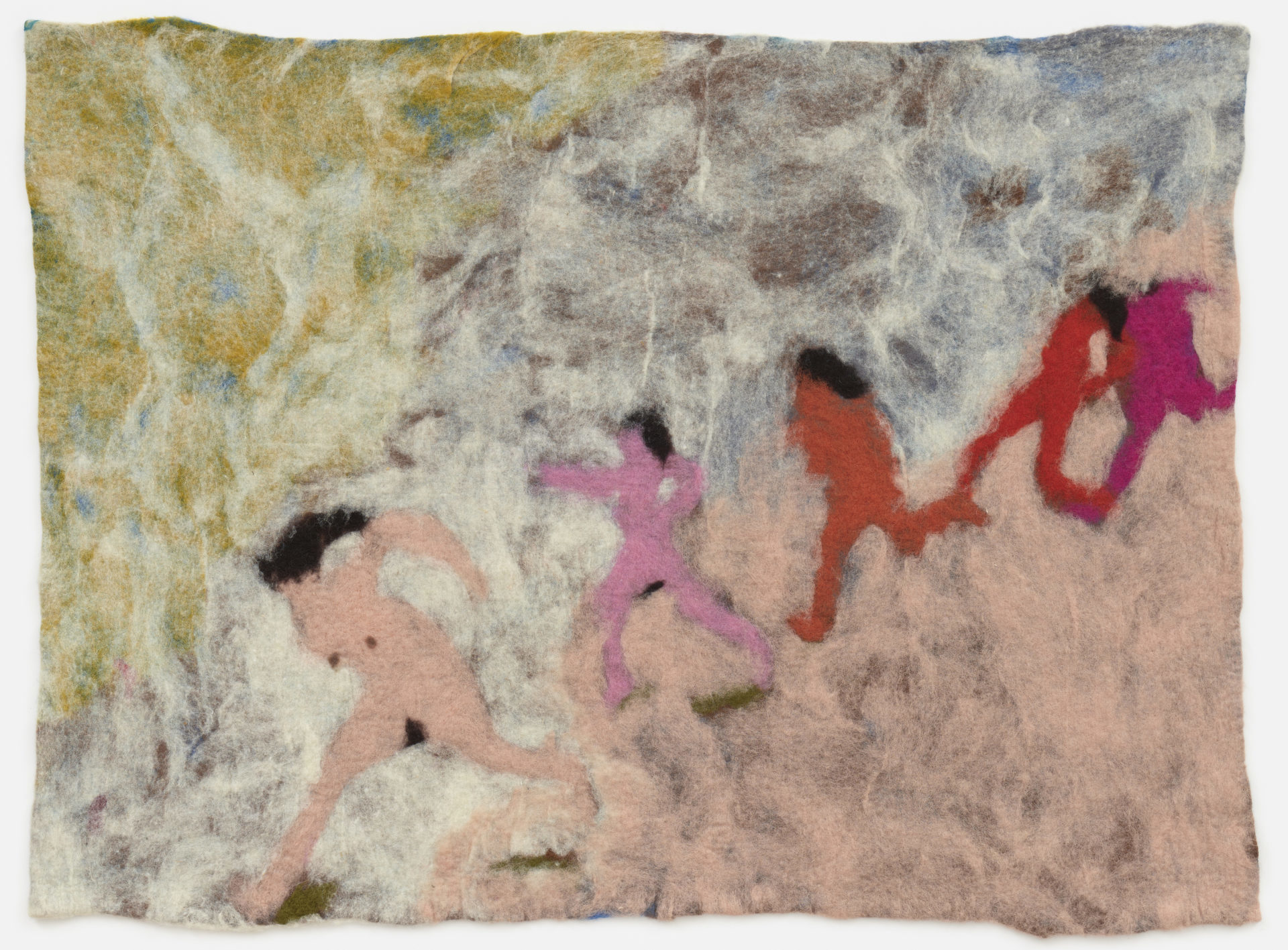 Marlon Wobst, Die Flucht (L’Echappée-The Escape), K51075, 110 x 148 cm, feutre de laine, 2019. Courtesy Marlon Wobst & Galerie Maria Lund, Paris.