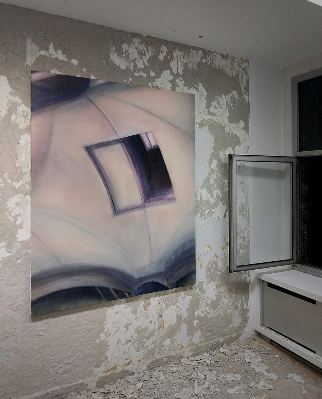Pascal Mouisset, <em>Embrasser avec délicatesse et sincérité</em>, huile sur toile, 130 x 160 cm, 2018-19.