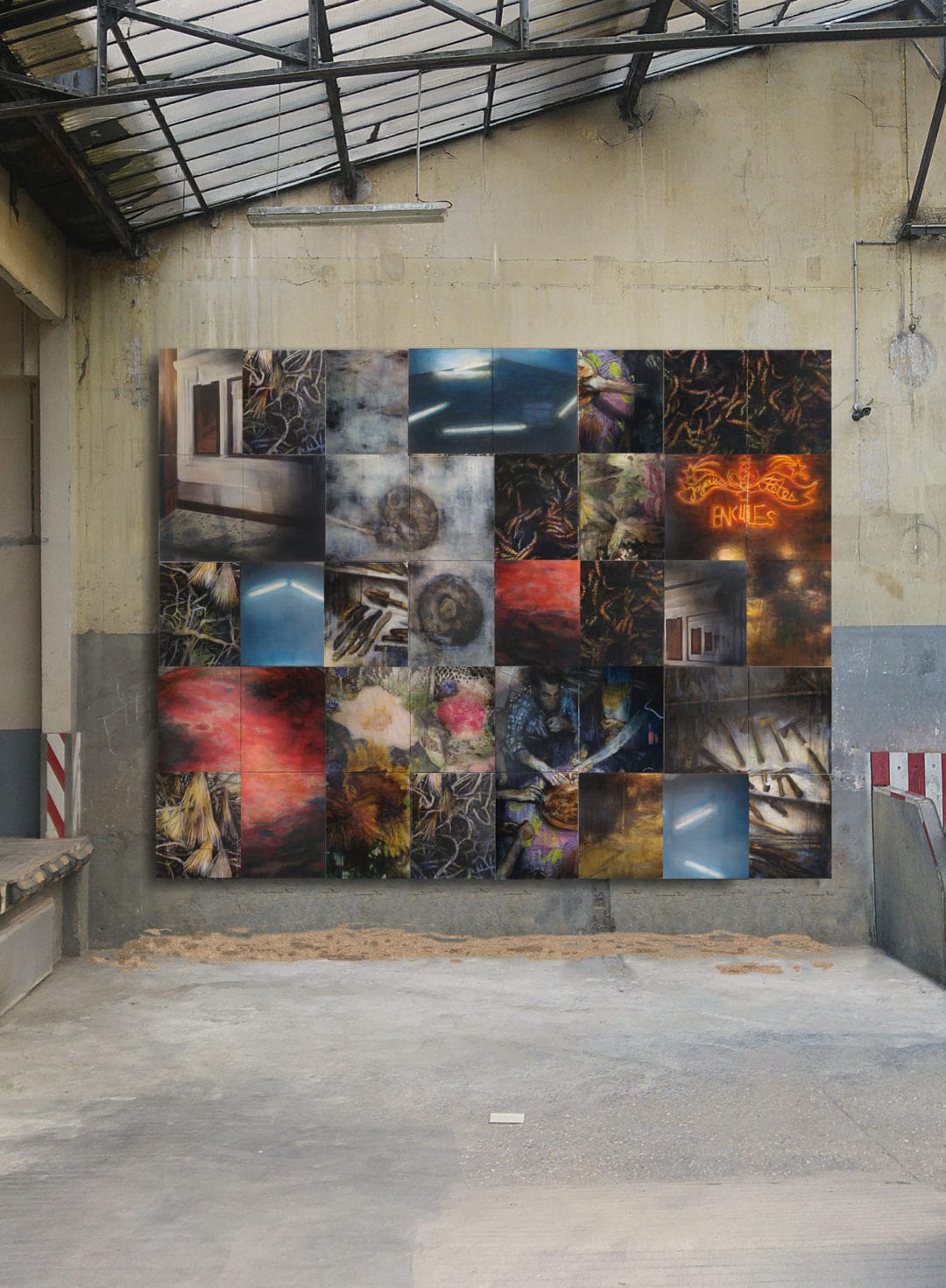 Pascal Mouisset, <em>Fi Dounia</em>, huile sur toile, 40 x (80 x 100 cm), projet pour les Petites Serres, 2017-18.