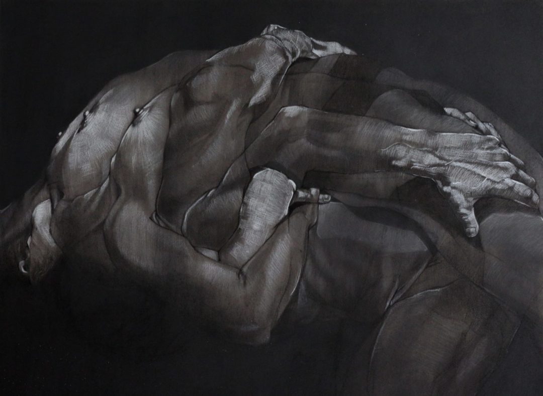 Hélène Planquelle, Where is your brother, Variation au fusain I Fusain et craie blanche sur papier, 2019.