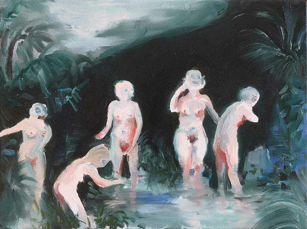 Bathers, Emeli Theander, huile sur toile, 30x40cm, 2018