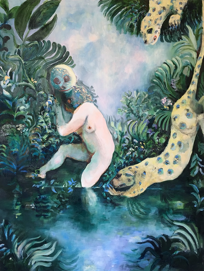 Beasts, Emeli Theander, huile sur toile, 160x180cm, 2019