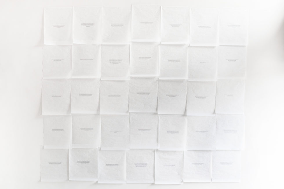 Vue de l'exposition Texte / Image, oeuvre d'Agnès Geoffray, Les Canards sanglants, 2015, © William Gaye
