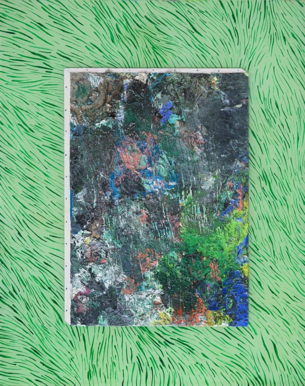 Marius Pons de Vincent, Croûte sur l'herbe, huile sur/sous verre, 35 x 28 cm, 2019