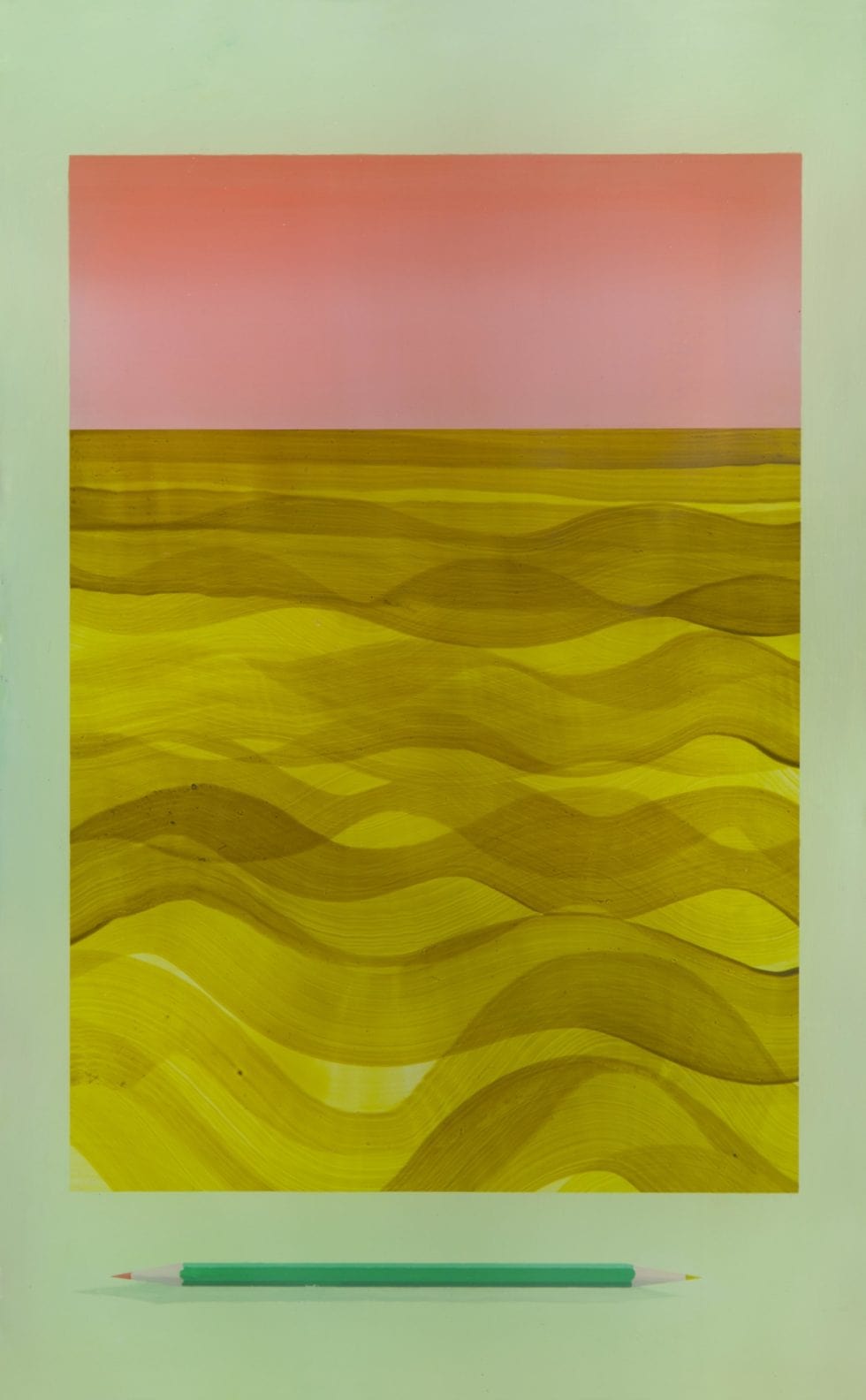 Marius Pons de Vincent, Marine au crayon, huile sous verre, 40 x 25 cm, 2019