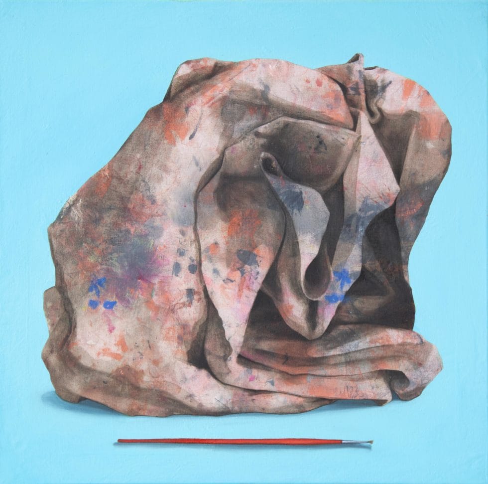 Marius Pons de Vincent, Pinceau et chiffon, huile sur chiffon, 50 x 50 cm, 2019
