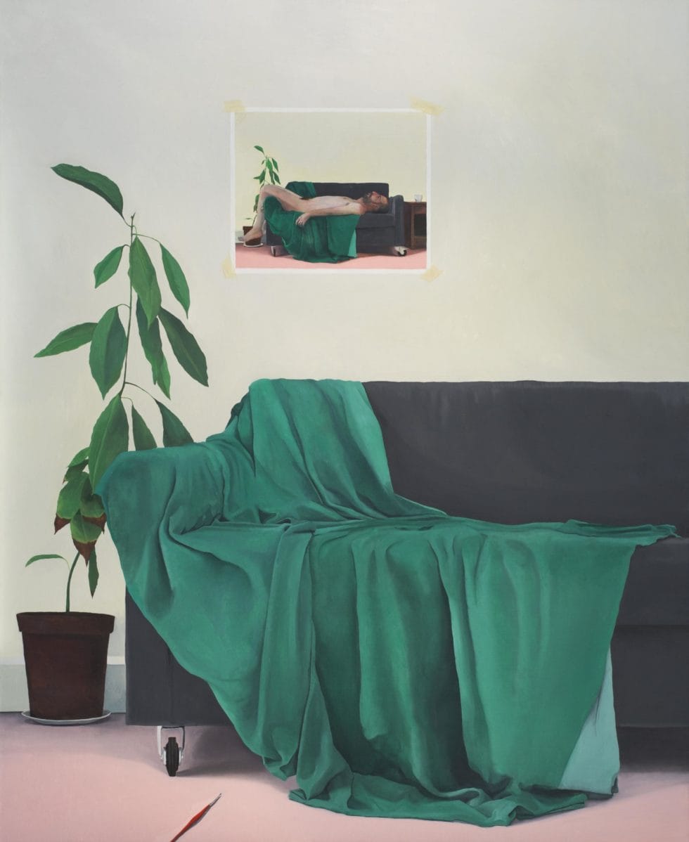 Marius Pons de Vincent, Studio 6 (Alexandre), huile sur bois, 110 x 90 cm, 2018