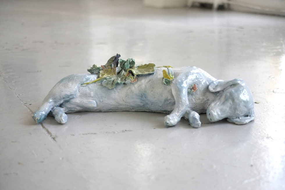 Masha Silchenko, Blue Doggo, 83x40cm, ceramic, 2016 © Masha Silchenko