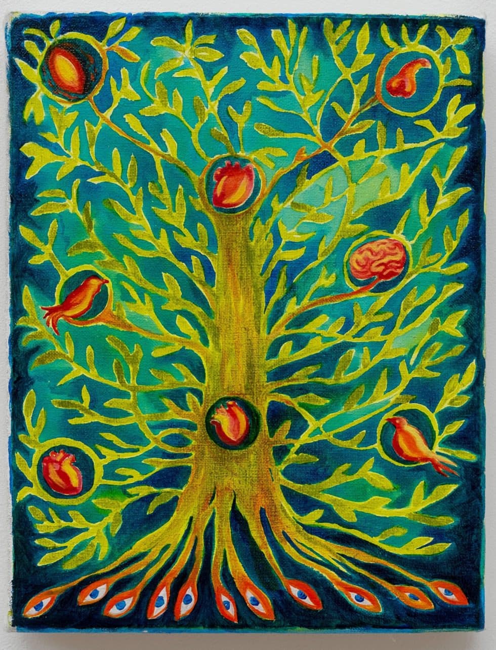 Cecilia Granara, Autoritratto ad albero, 2019, 18x14cm, mixte sur toile ©
