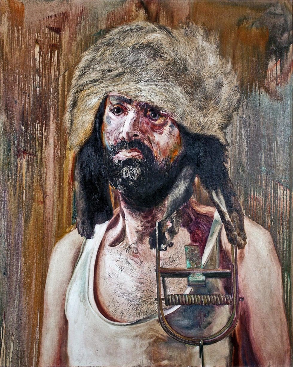 Gaël Davrinche, Trappeur, huile sur toile, 200x160 cm, 2012