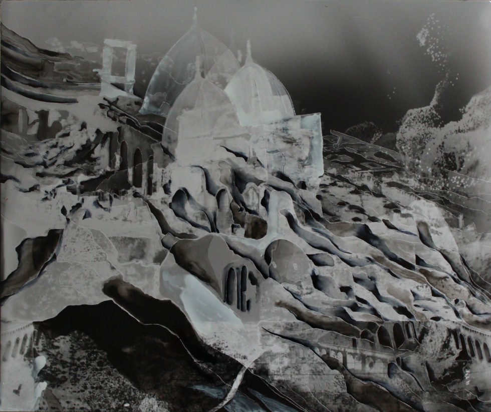 Guénaëlle de Carbonnières, Digging the Image (La Coulée des Omeyyades), 2021, 50,8 x 61 cm, tintas e gravura em ponta seca sobre impressão em prata, coll. especial