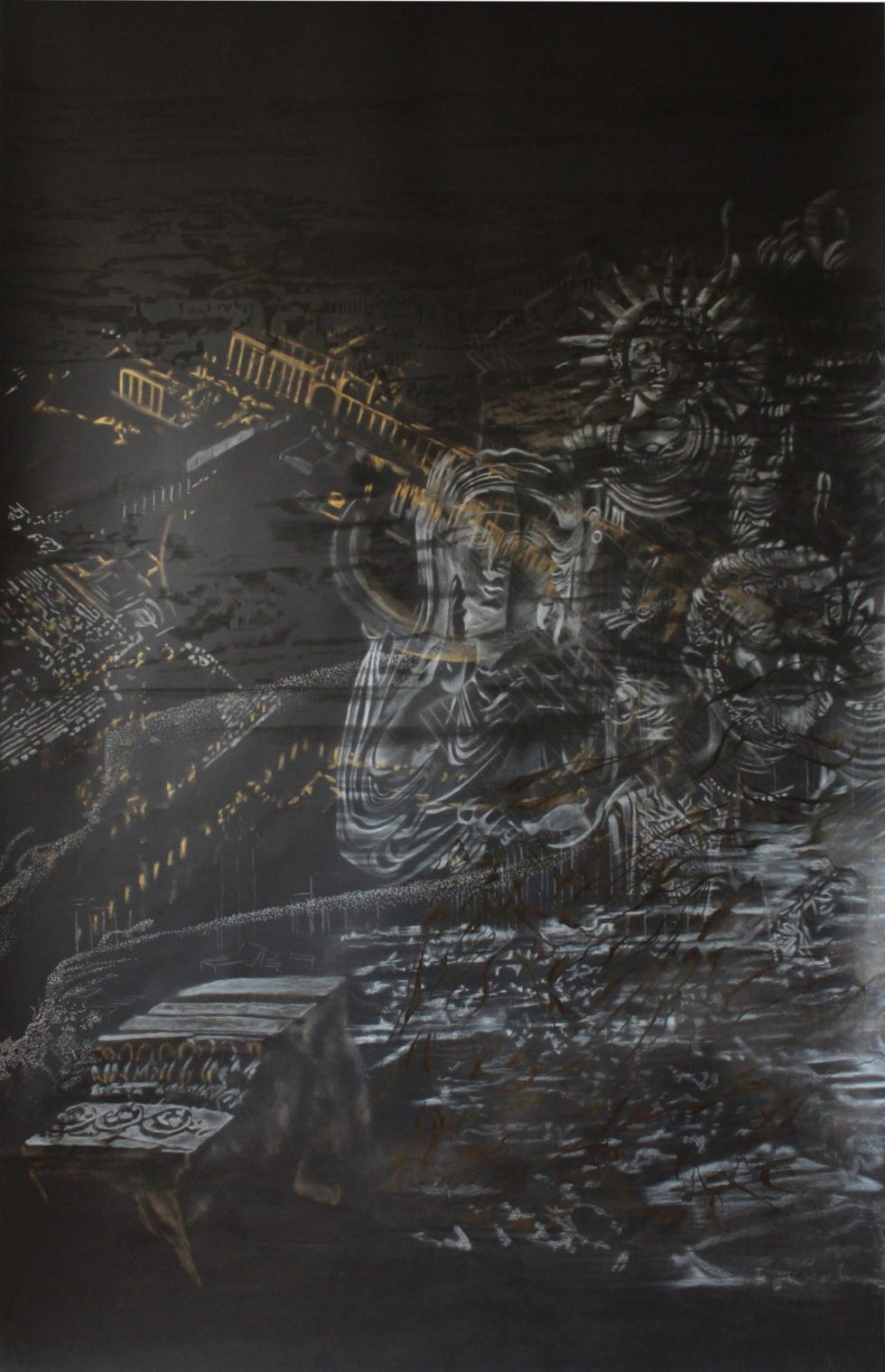Guénaëlle de Carbonnières, Revealing Absence (Palmyre), 2018-2019, mídia mista sobre papel, 125 x 225 cm, col. especial